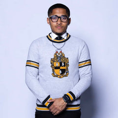 Alpha Grey Crest Chenille Crewneck