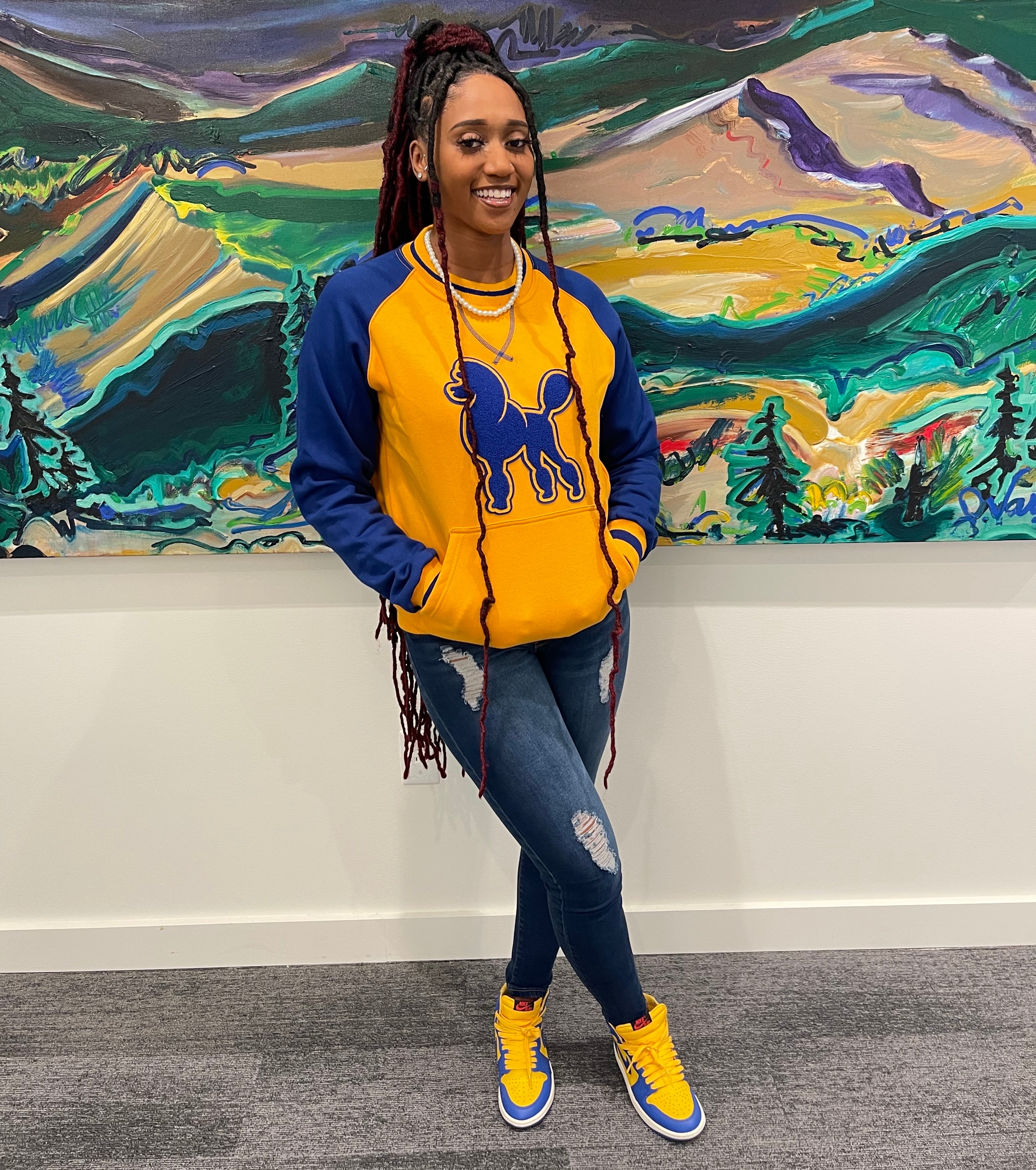 SGRho Chenille Poodle Pocket Crewneck