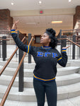 SGRho Black Chenille Pocket Crewneck