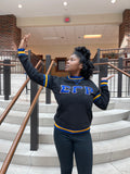 SGRho Black Chenille Pocket Crewneck