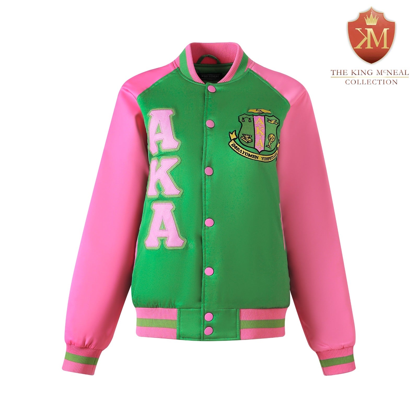 AKA Green Satin Bomber Jacket