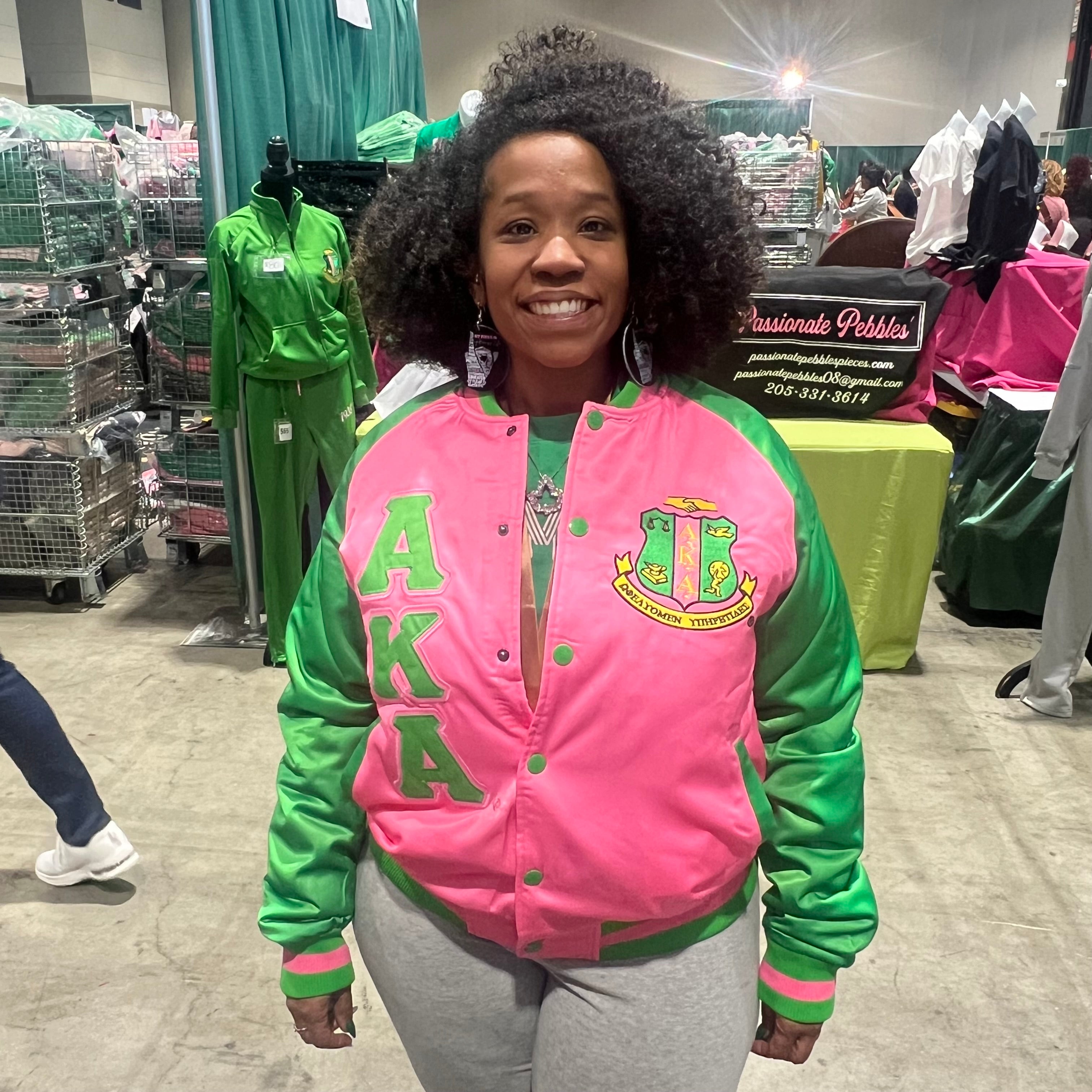 AKA Pink Satin Bomber Jacket