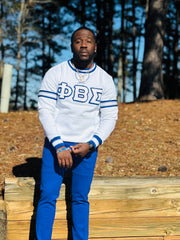 PBS White Stripe Letter Chenille Crewneck