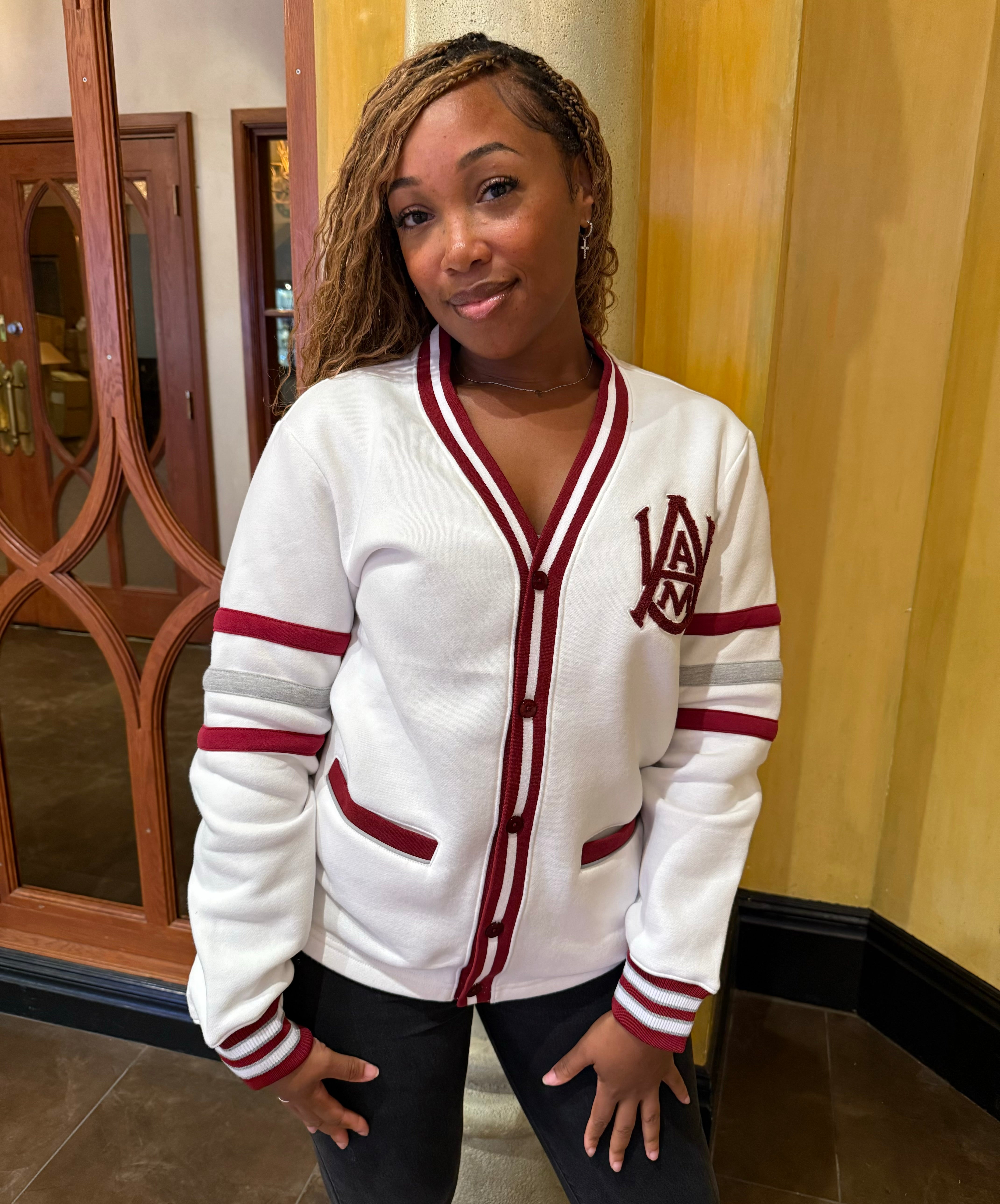 Alabama A&M White Fleece Cardigan