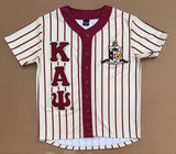 Kappa Cream Pinstripe Button Up Baseball Jersey