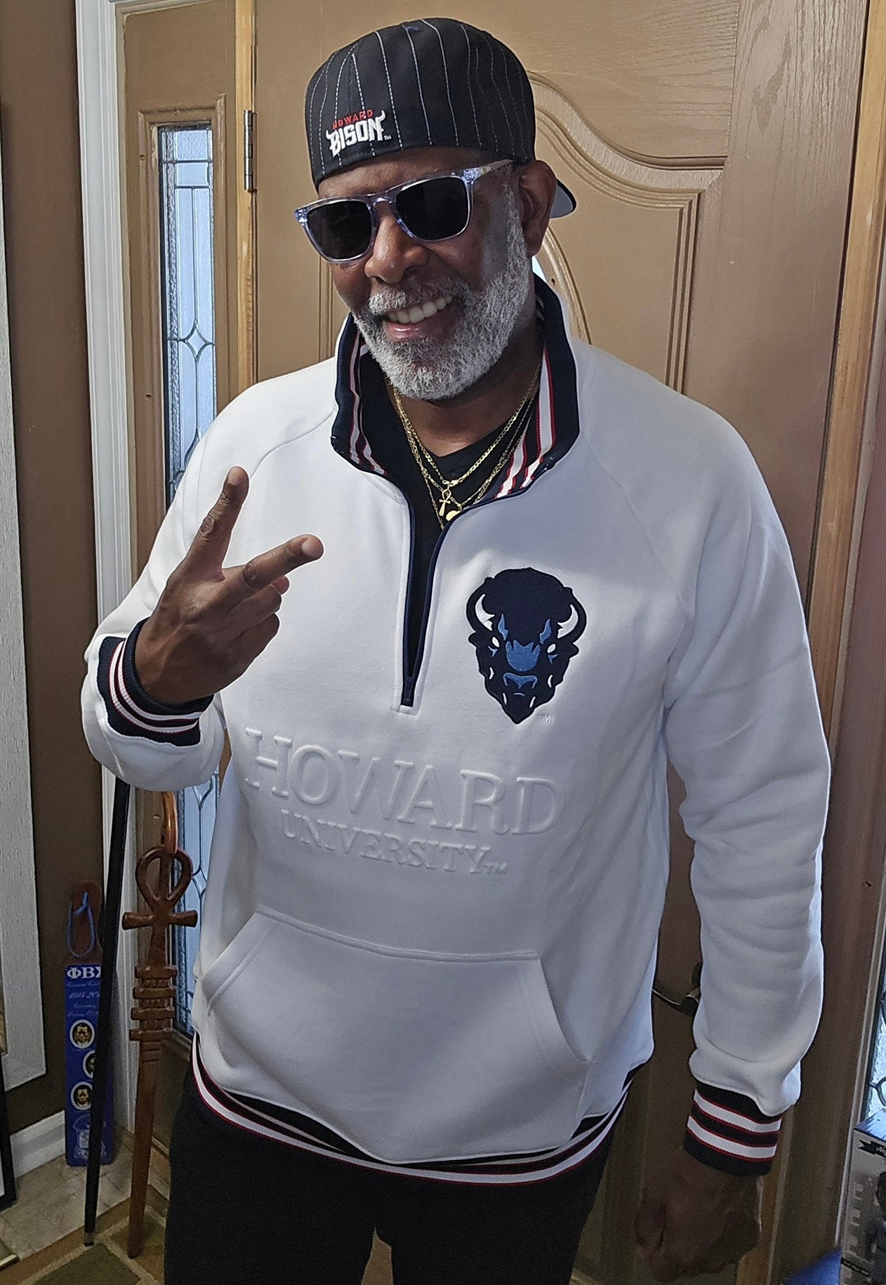 Howard University White Quarter Zip Crewneck