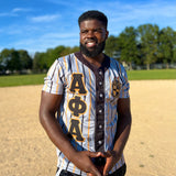 Alpha Grey Pinstripe Button Up Baseball Jersey