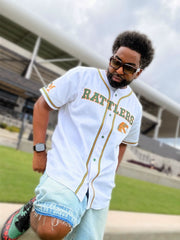 FAMU Rattlers White Button Up Baseball Jersey (Unisex)