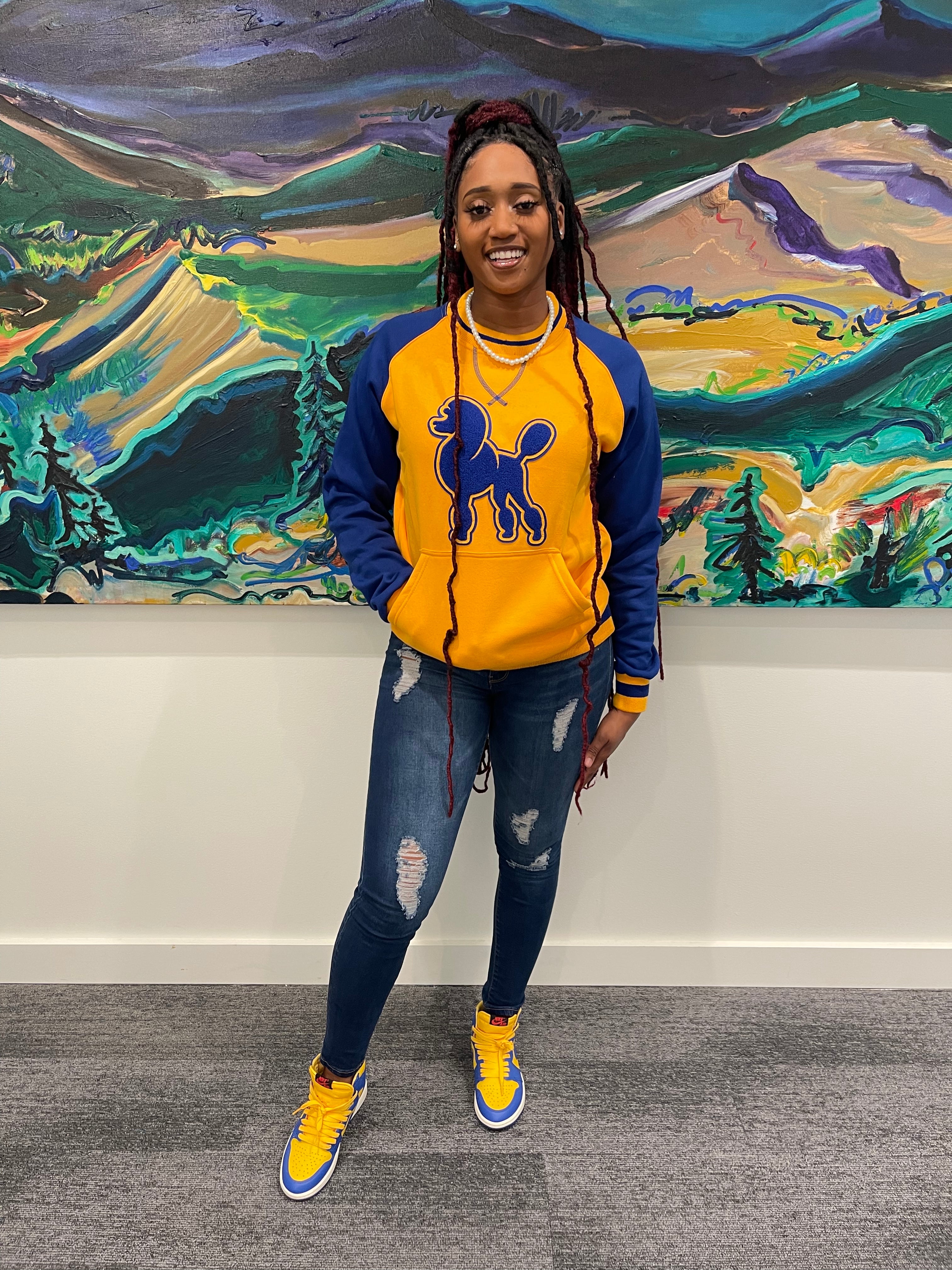 SGRho Chenille Poodle Pocket Crewneck