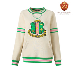 AKA Cream Stripe Crest Chenille Crewneck (Unisex Size)