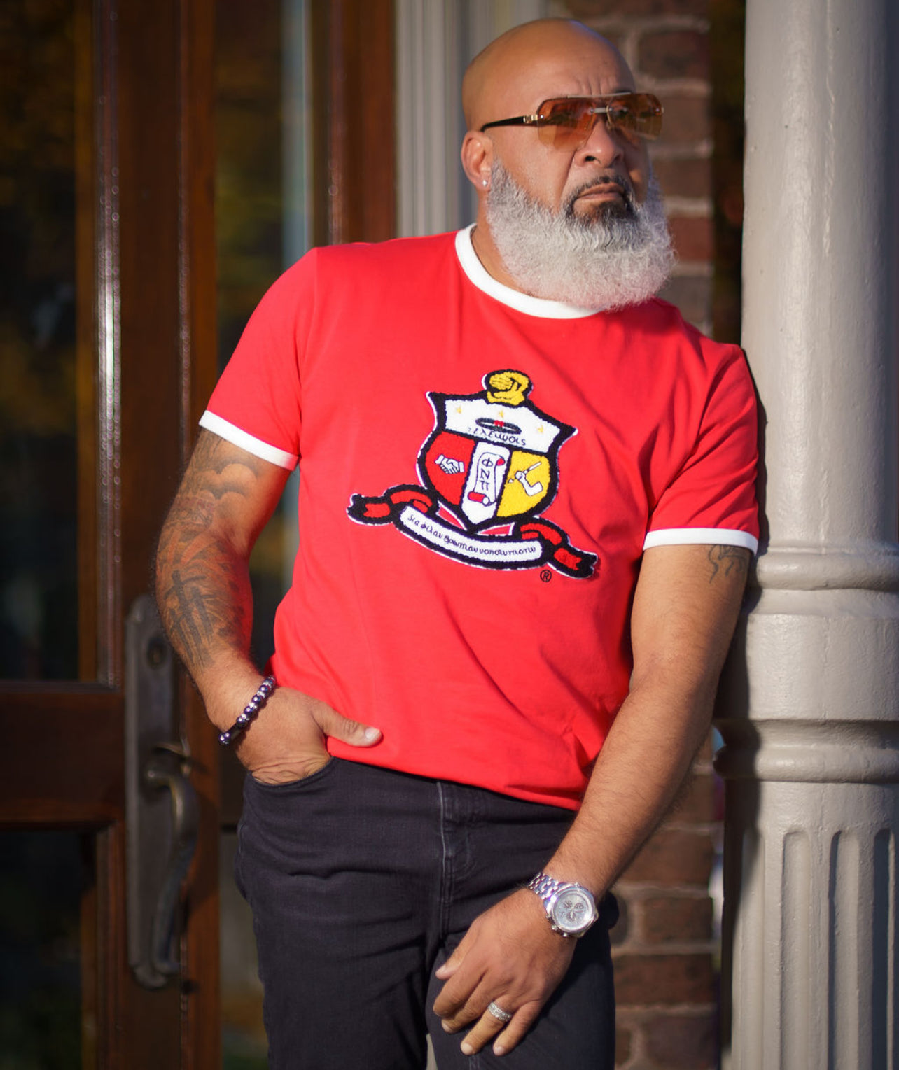 Kappa Red Chenille Crest Ringer Premium Shirt