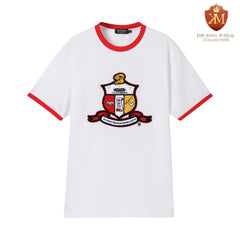 LKappa White Chenille Crest Ringer Premium Shirt