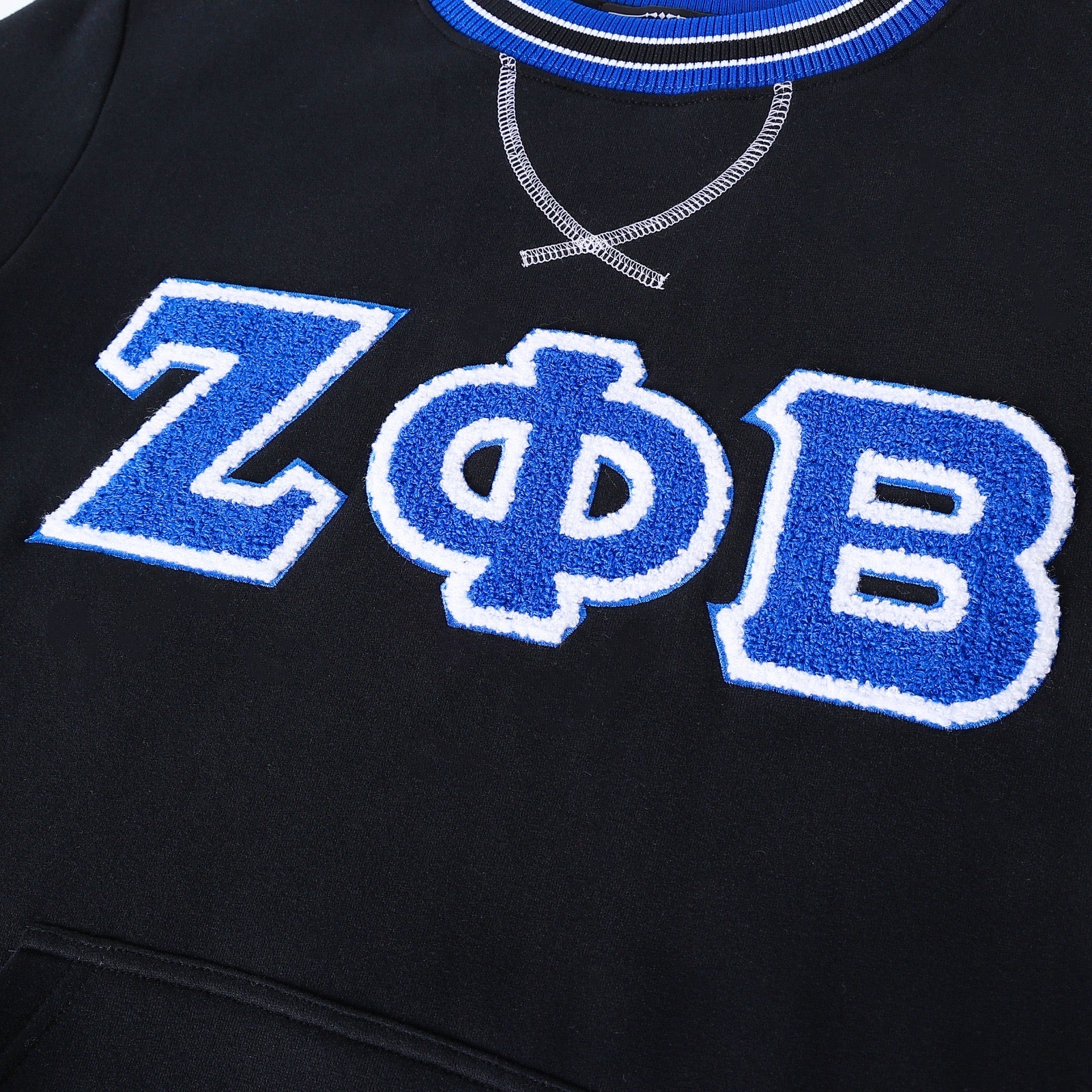 Zeta Phi Beta Black Chenille Crewneck
