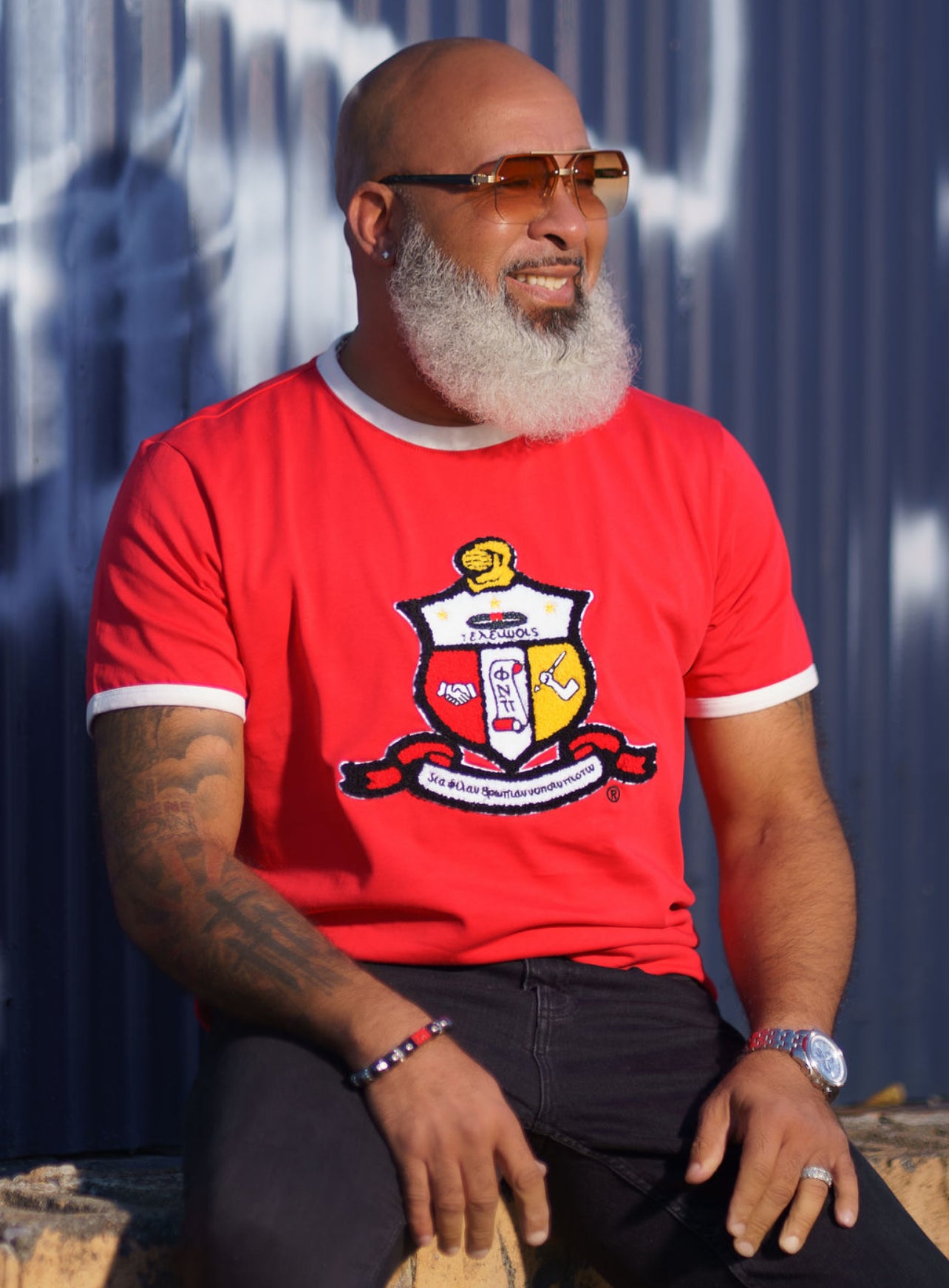 Kappa Red Chenille Crest Ringer Premium Shirt