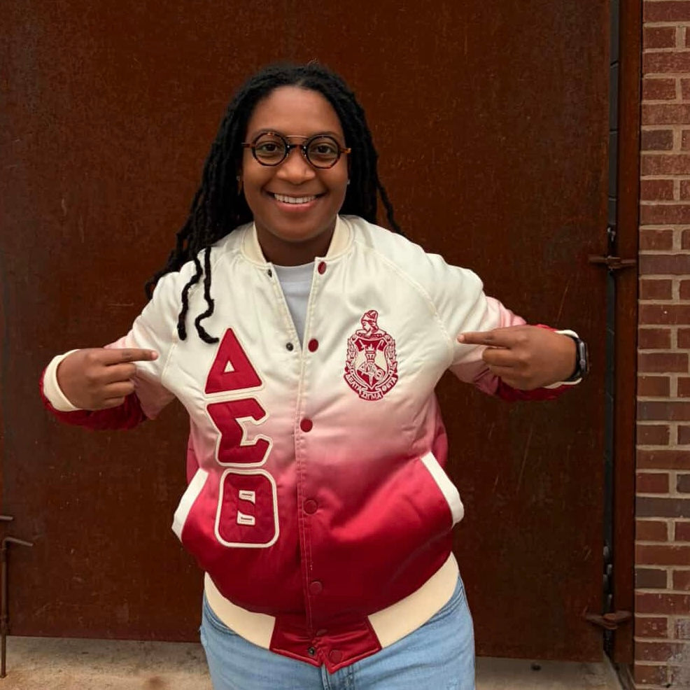 Delta Cream Ombre Bomber Jacket Custom Ribbon And Lining