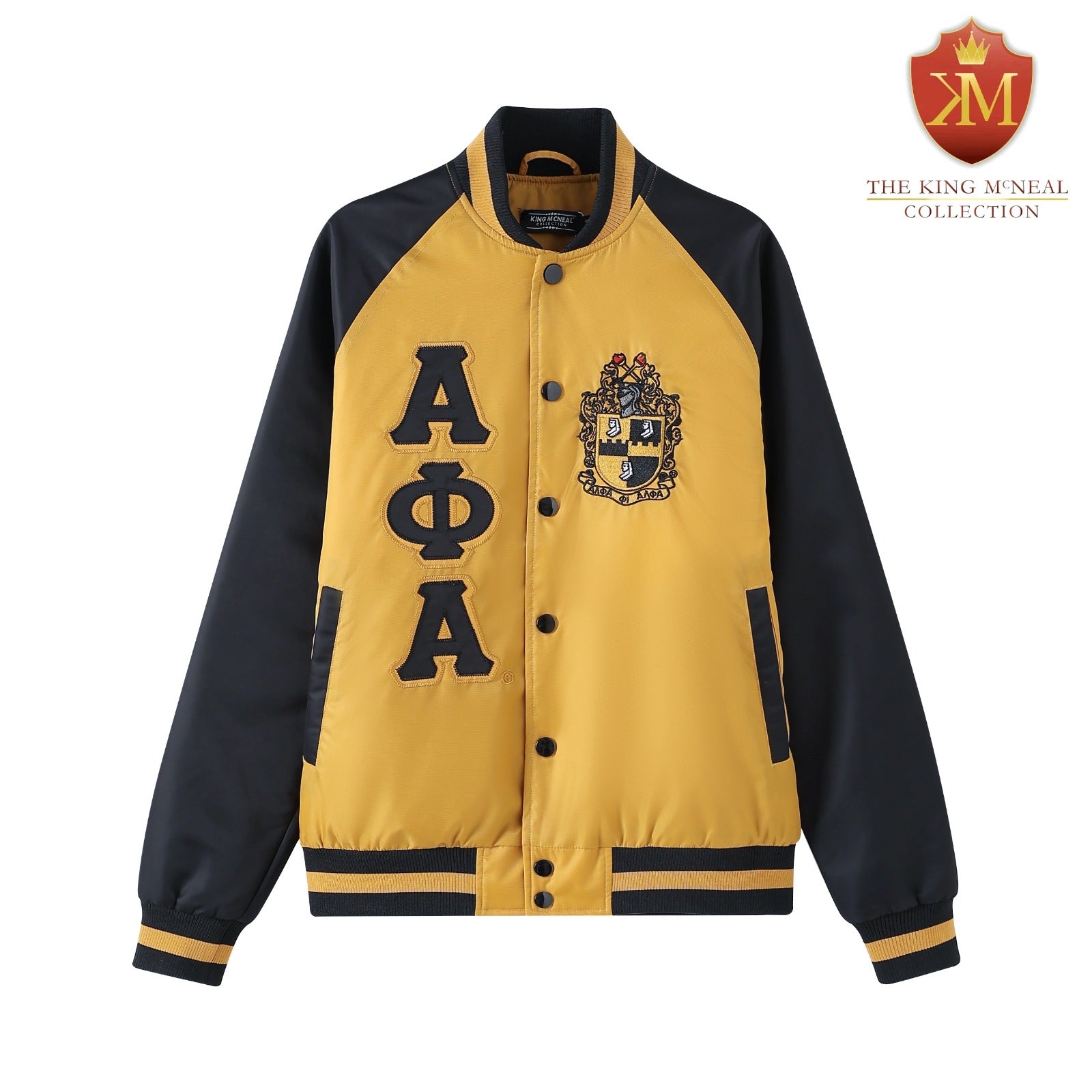 Alpha Old Gold Bomber Jacket Custom Lining
