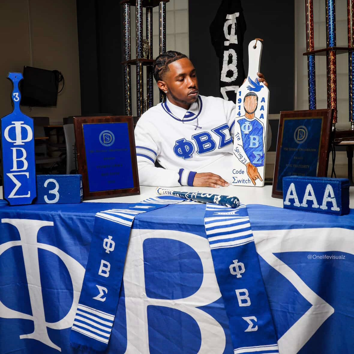 Phi Beta Sigma White Chenille Crewneck