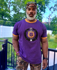 Omega Premium Purple Chenille Crest Ringer Shirt