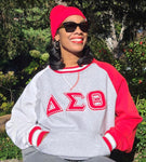 Delta Grey Opp Sleeve Crest Chenille Crewneck