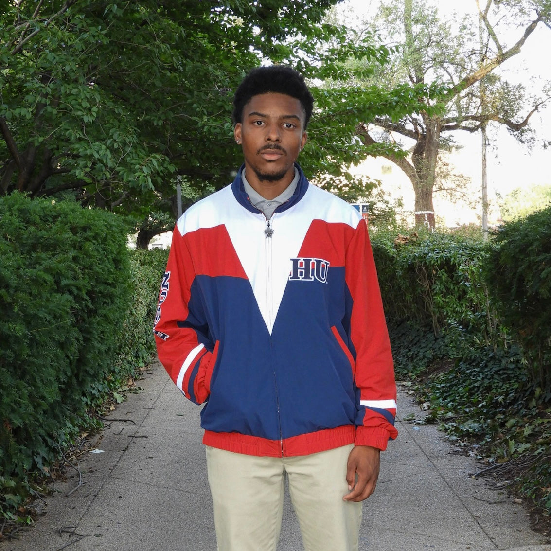 Howard University Blue Full Zip Windbreaker Tech