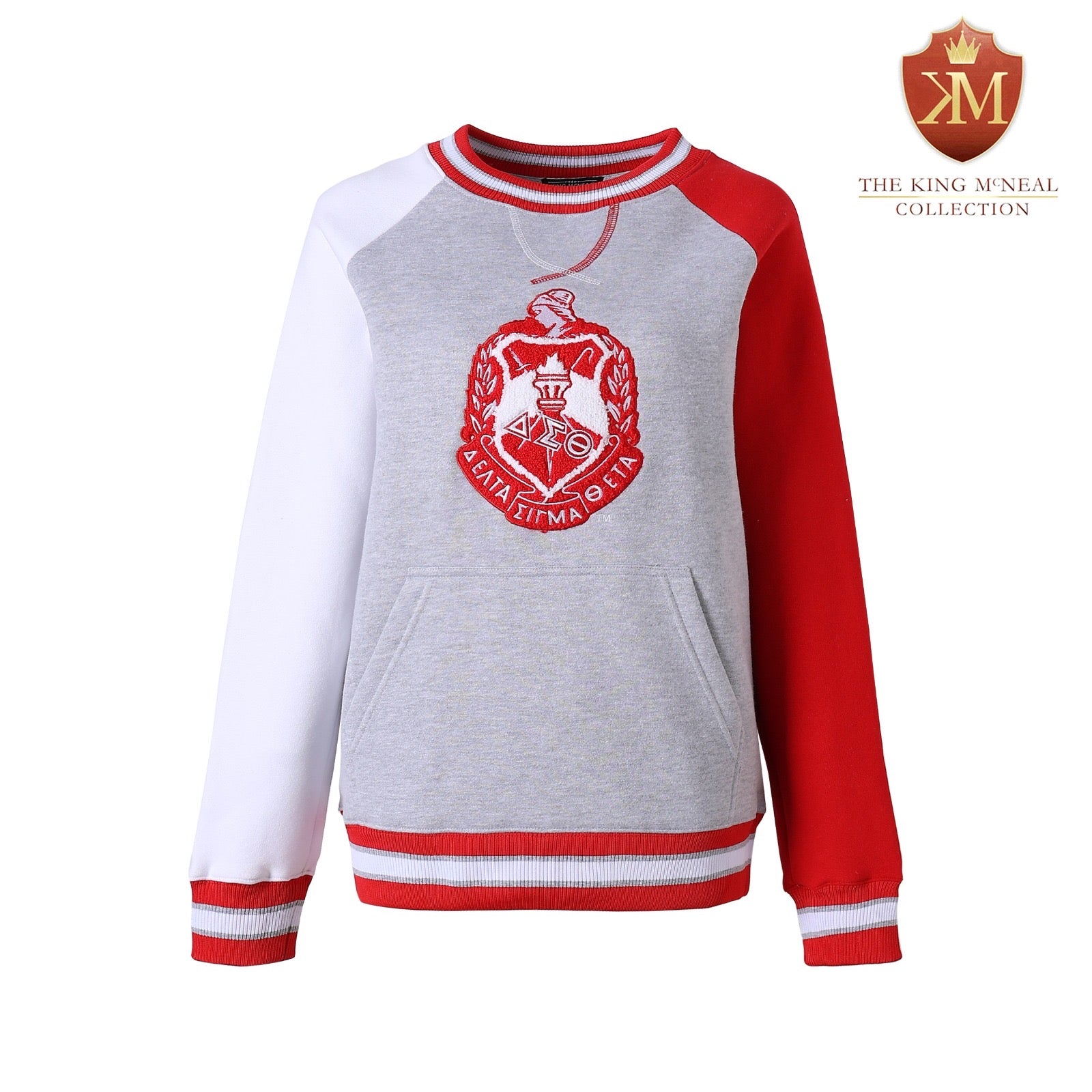 Delta Grey Crest Chenille Crewneck