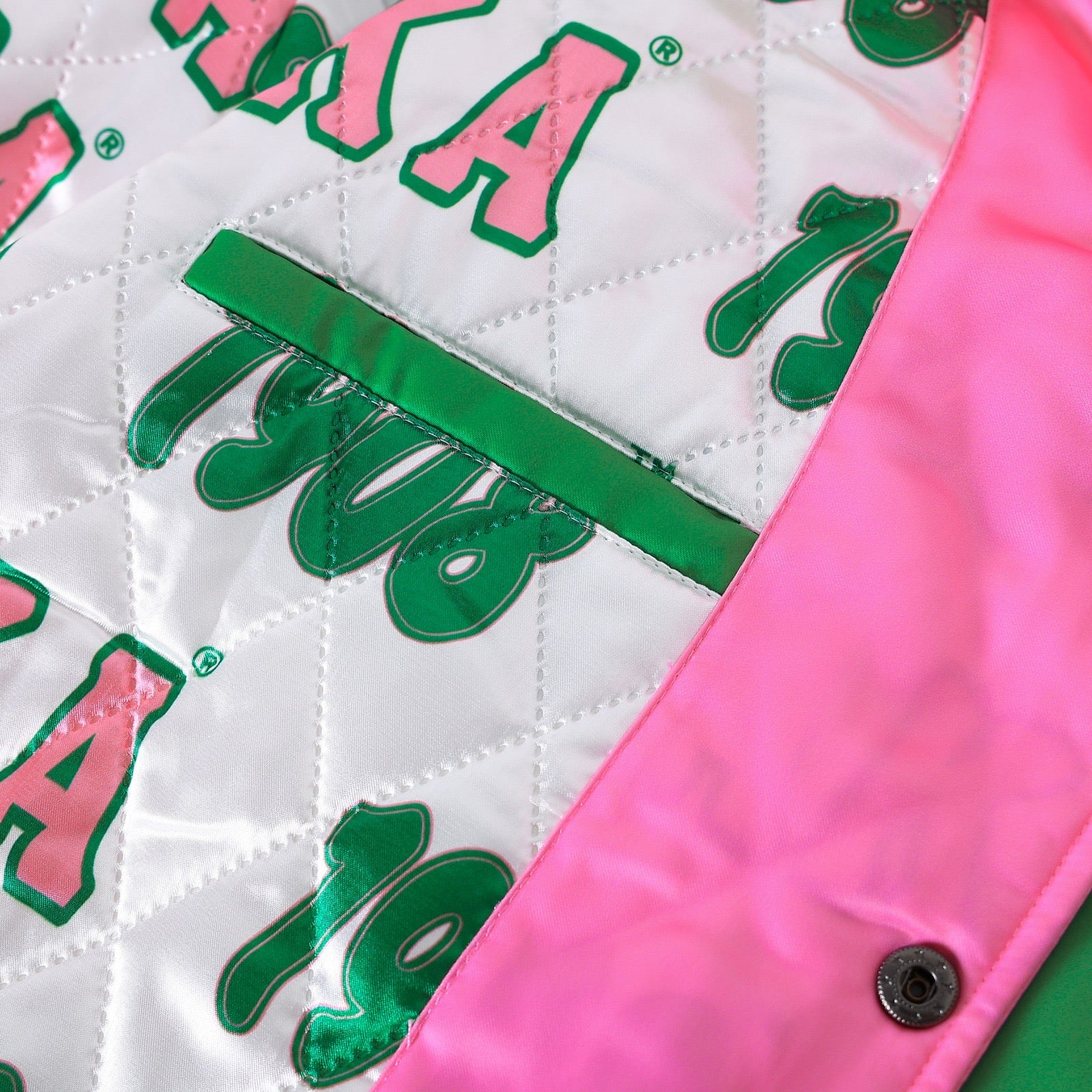 AKA Pink Satin Bomber Jacket