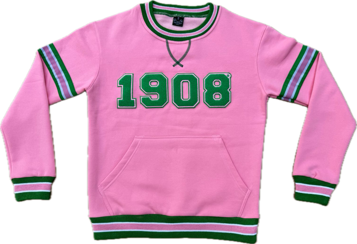 1908 Pink Stripe Chenille Crewneck (Unisex Size)
