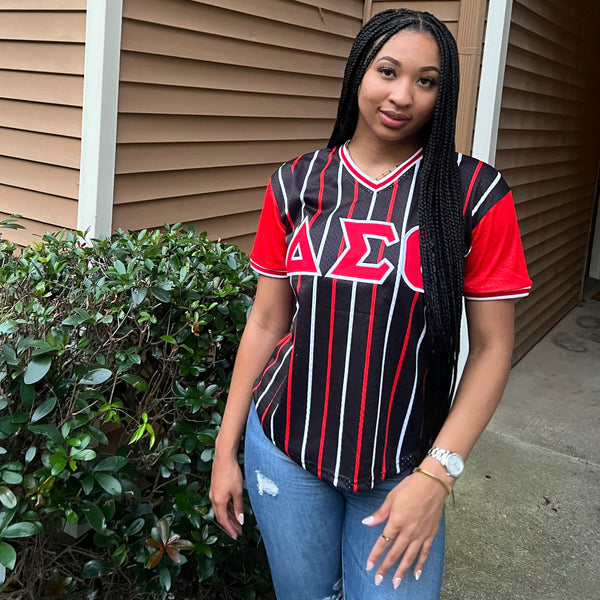 Delta Black Pinstripe Baseball Jersey
