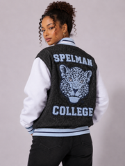 Spelman Black  Denim Bomber Jacket