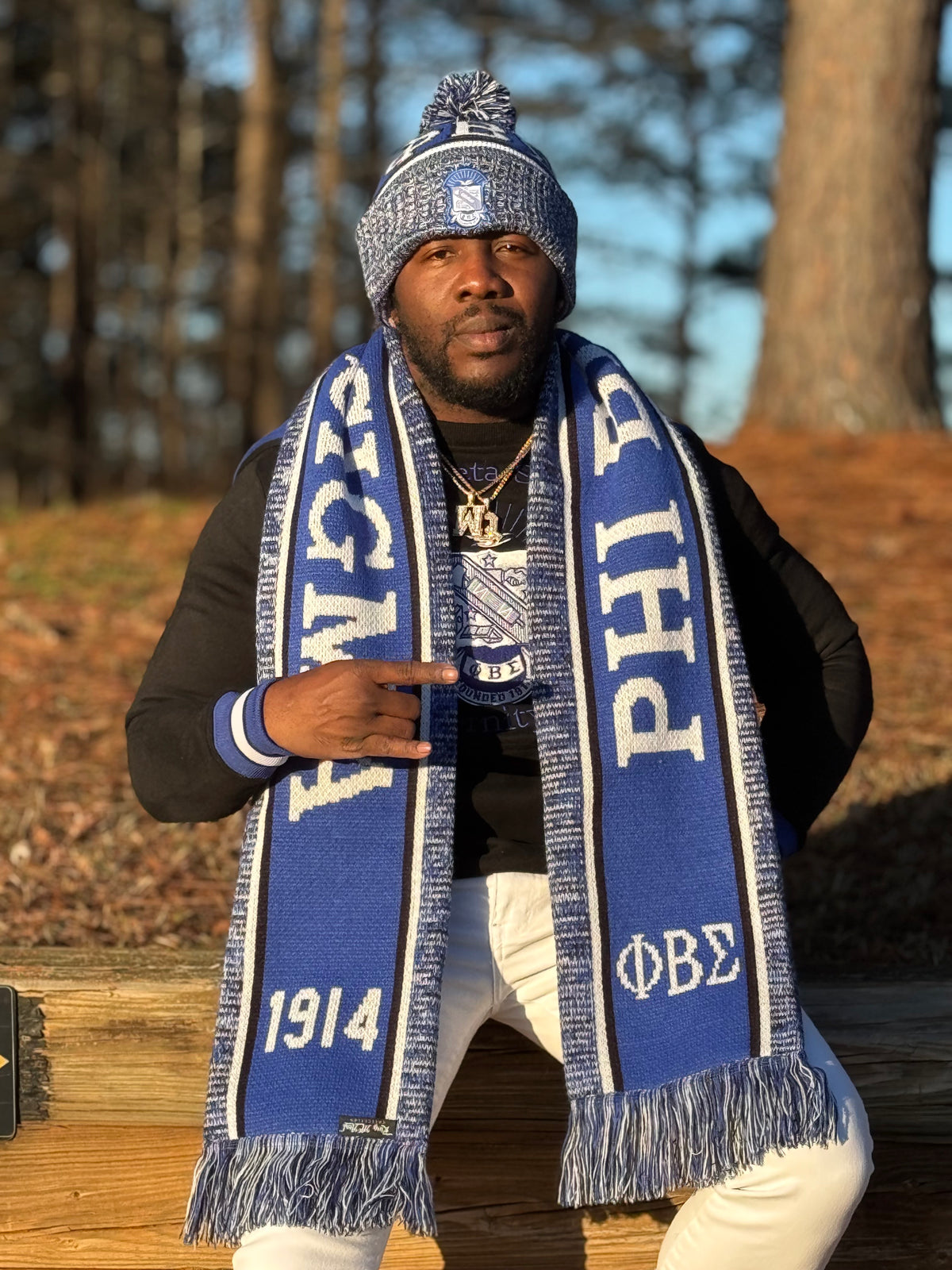 Phi Beta Sigma Blue Scarf & One Hat