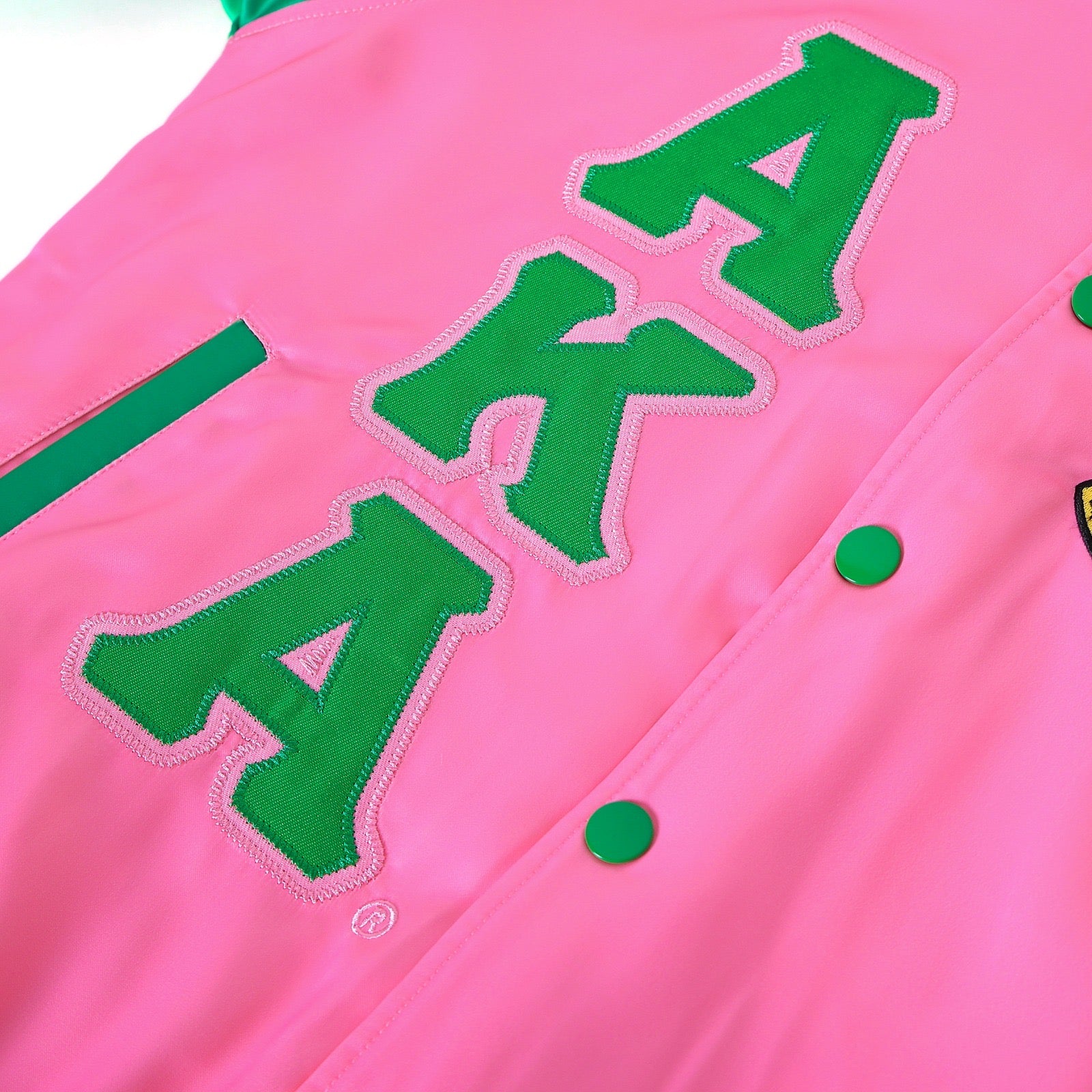 AKA Pink Satin Bomber Jacket