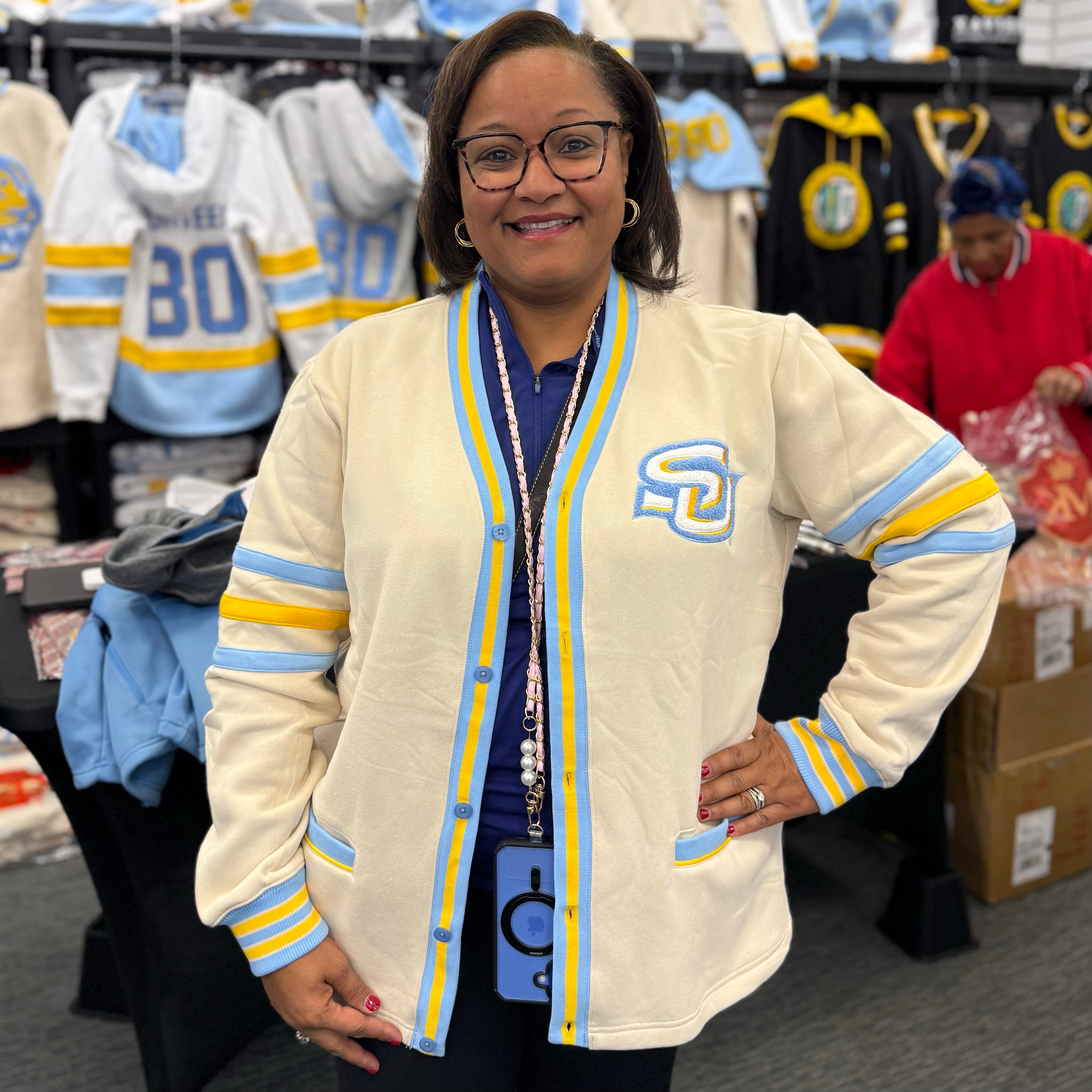 Southern University Neutral Fleece Cardigan