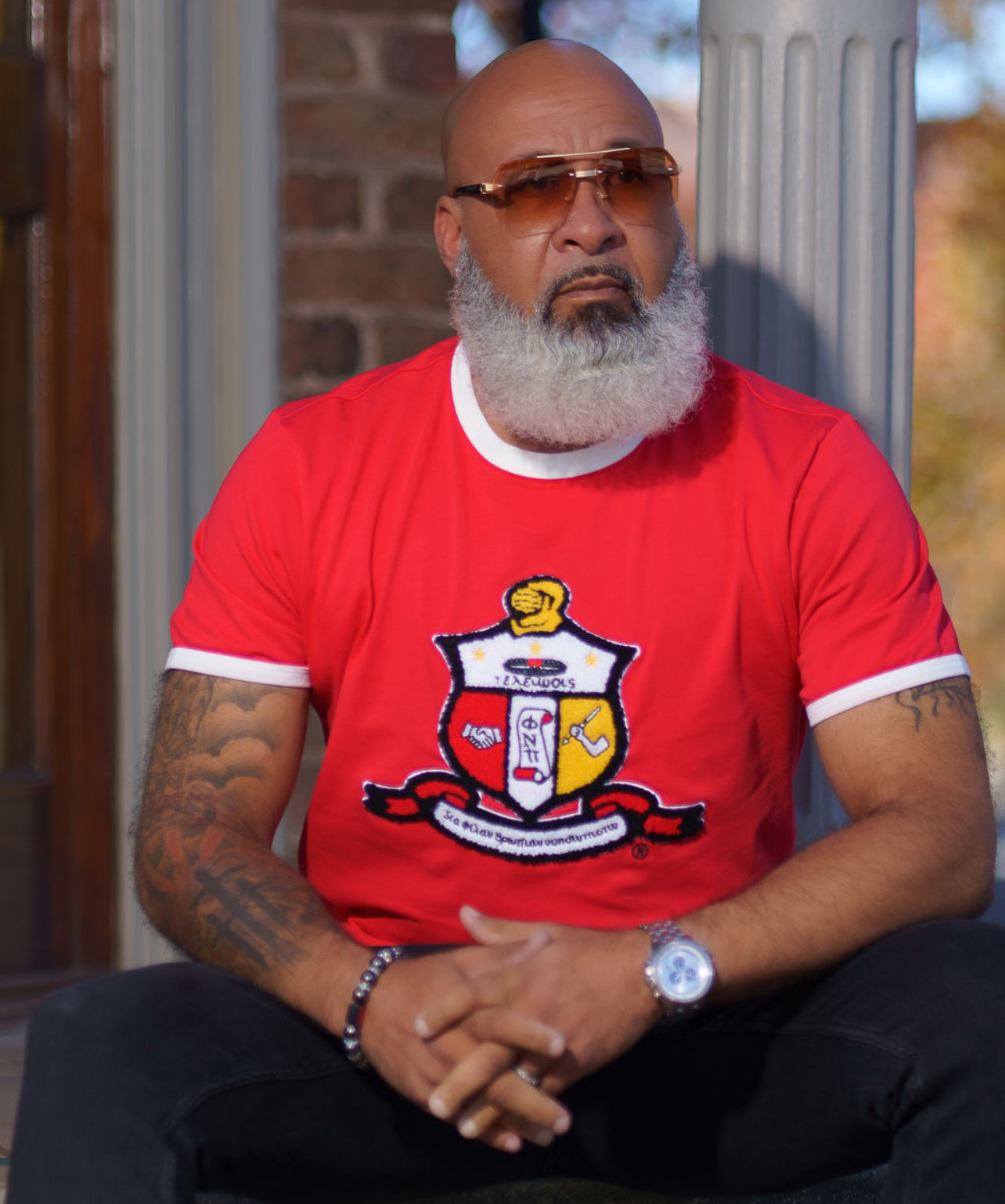 Kappa Red Chenille Crest Ringer Premium Shirt