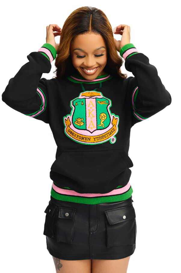 AKA Black Stripe Crest Chenille Crewneck (Unisex Size)