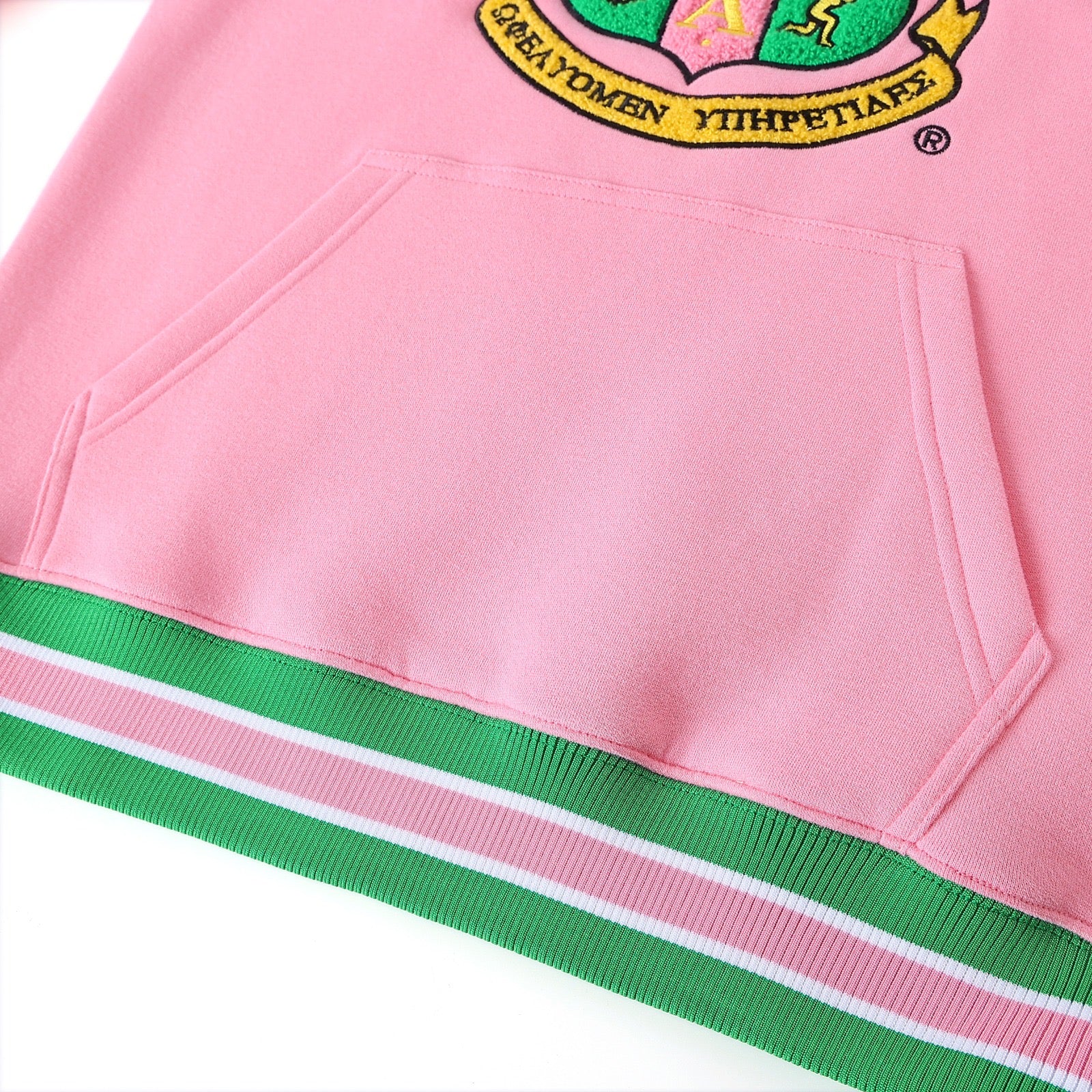 AKA Pink Stripe Chenille Crest Crewneck (Unisex Size)
