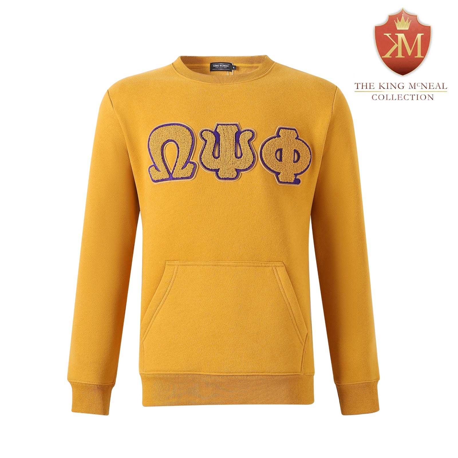 Omega Gold Letter Chenille Crewneck