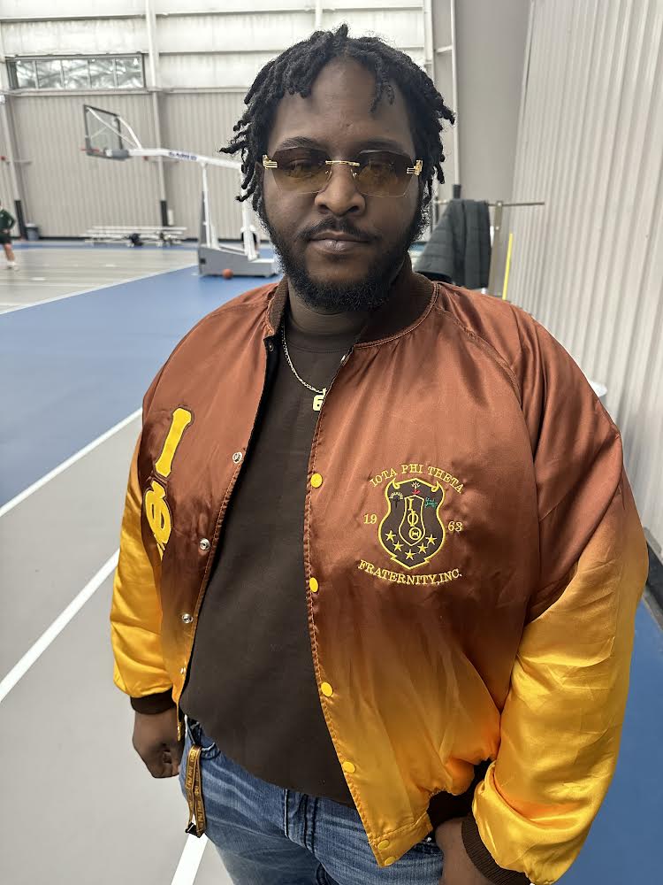 Faded Iota Phi Theta Bomber Jacket