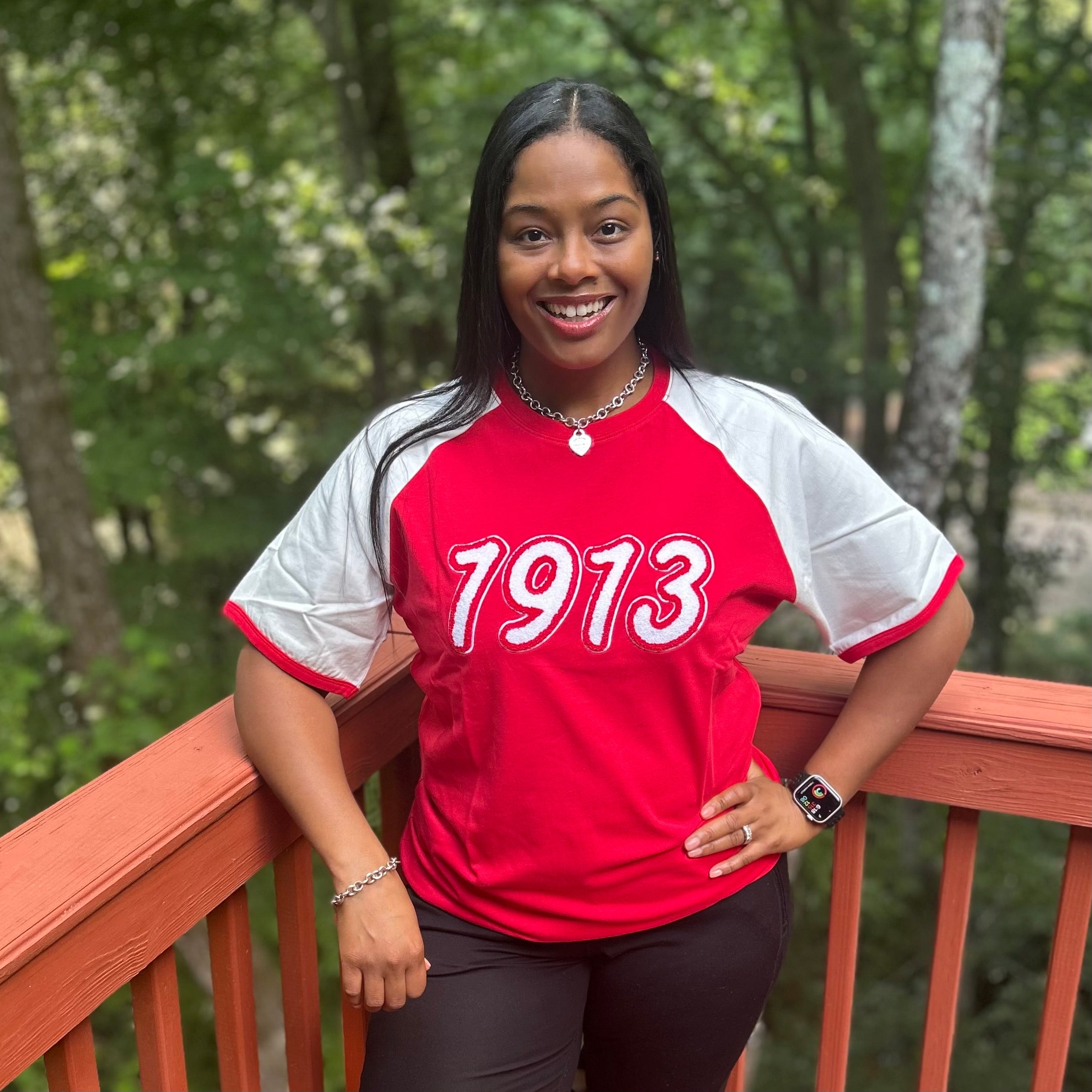 1913 Red Chenille Premium Raglan Shirt