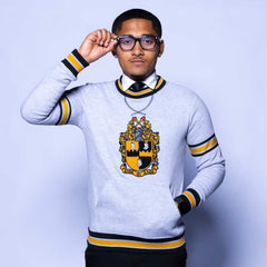 Alpha Grey Crest Chenille Crewneck