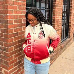 Delta Cream Ombre Bomber Jacket Custom Ribbon And Lining