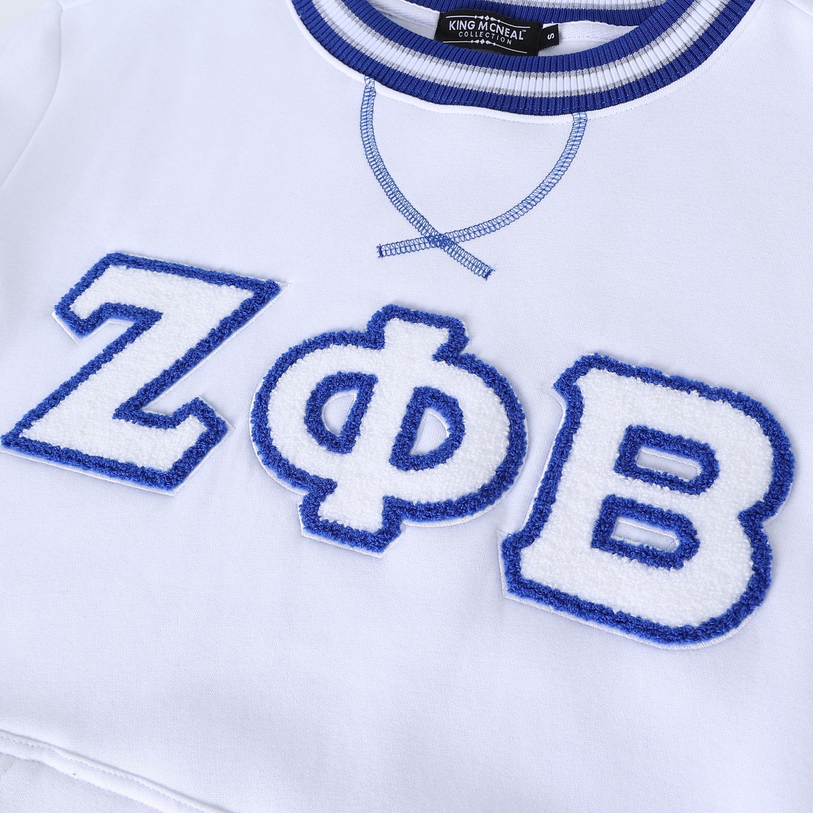 ZPB White Striped Chenille Crewneck (Unisex Size)