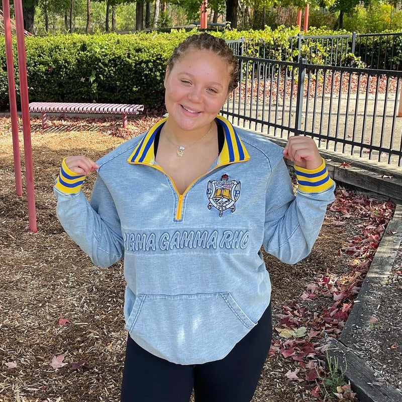 SGRho Denim Quarter Zip Sweatshirt Unisex