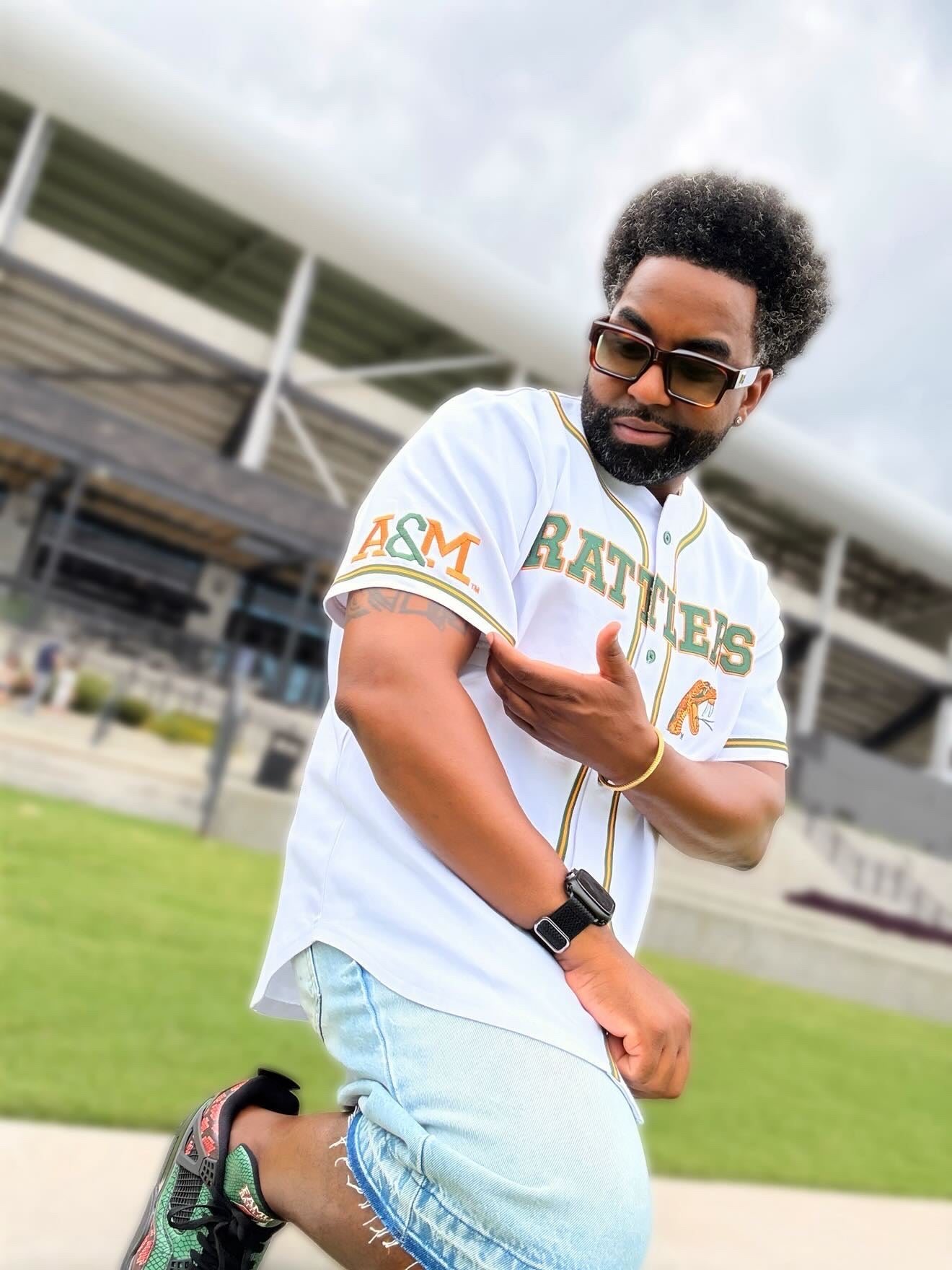 FAMU Rattlers White Button Up Baseball Jersey (Unisex)