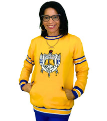 SGRho Gold Crest Chenille Pocket Crewneck