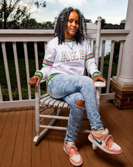 AKA White Stripe Chenille Crewneck (Unisex Size)