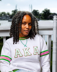 AKA White Stripe Chenille Crewneck (Unisex Size)