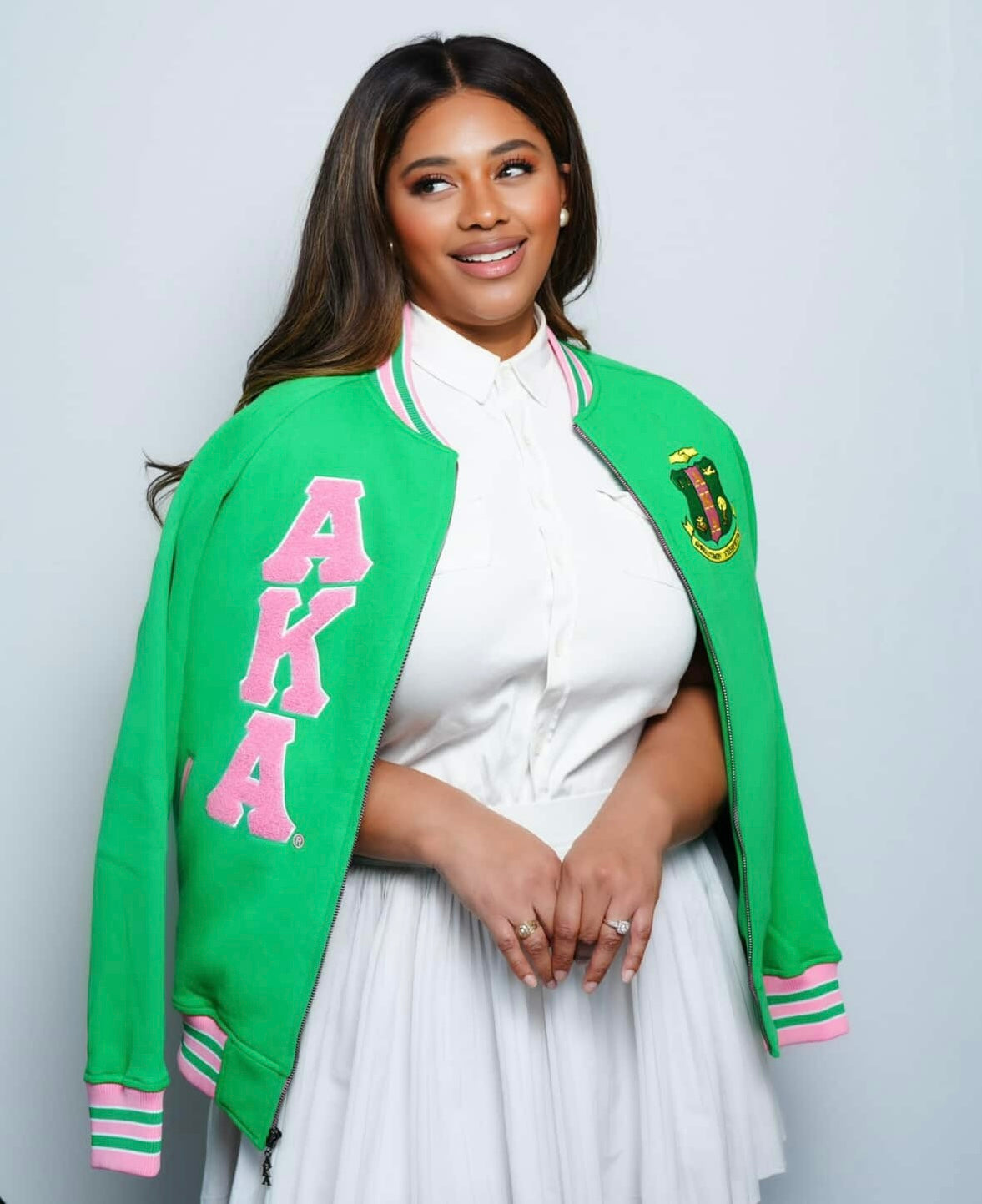 AKA Green Fleece Letterman Jacket (Unisex Size)