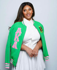 AKA Green Fleece Letterman Jacket (Unisex Size)