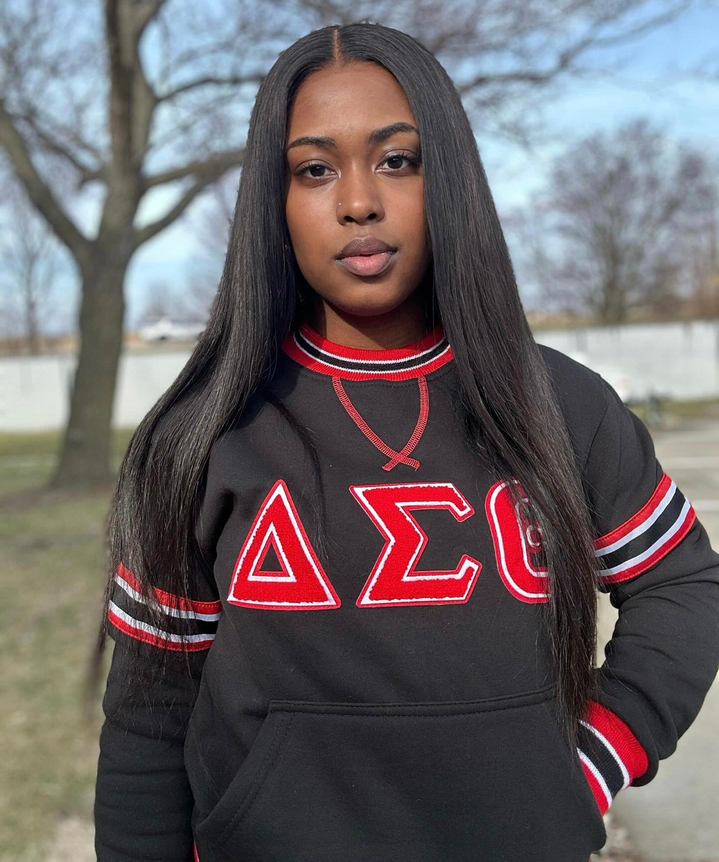 Delta Sigma Theta Black Chenille Crewneck