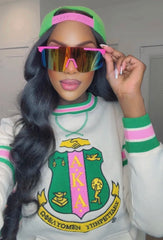 AKA Cream Stripe Crest Chenille Crewneck (Unisex Size)